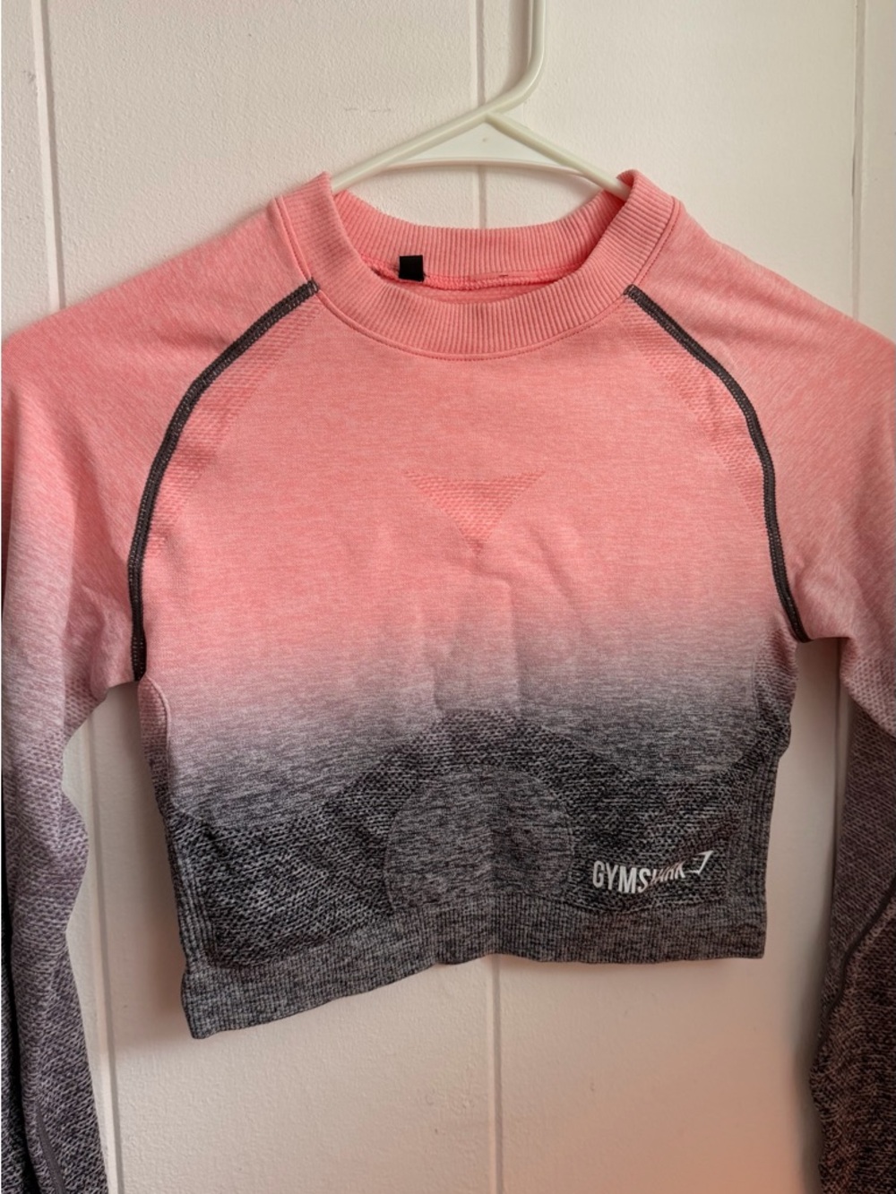 Gymshark Pink to Gray Ombre Long Sleeve Crop Top - Picture 2 of 7